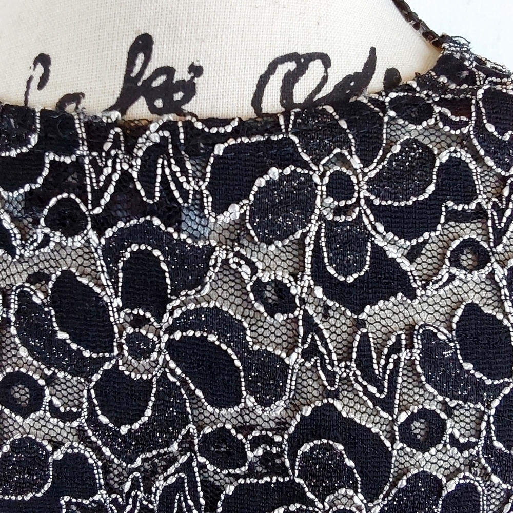 Catherines|Black/White Open Blazer Swirl Metallic Semi Sheer Elegant Evening XL - Picture 6 of 7
